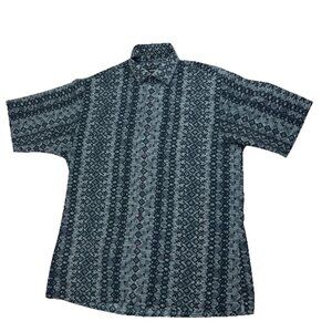 Bassiri Limited Collection Mens L Gray Geometric Short Sleeve Shirt